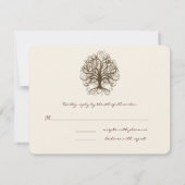 Braune Swirl Tree auf Elfenbein Hochzeitskarte RSVP Karte (Rückseite)