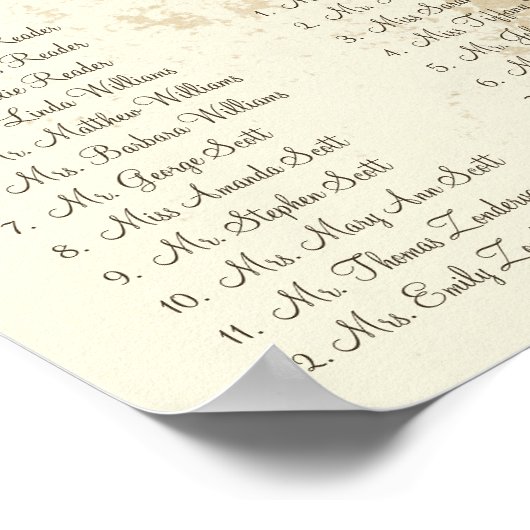 Braune Swirl Tree Seating Chart 12 Tische Poster (Ecke)