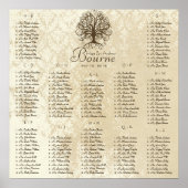 Braune Swirl Tree Seating Chart 12 Tische Poster (Vorne)