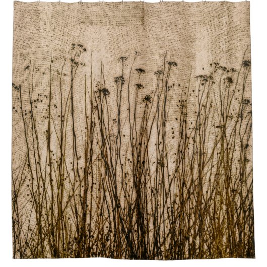 Braune Tan Pflanze Primitive Gingham Rustik Duschvorhang (Vorderseite)