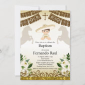 Braune Taufe für Junge Einladung (Vorderseite)