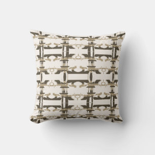 Braune Taupe-Reihen auf weißem senkrechten Design Kissen