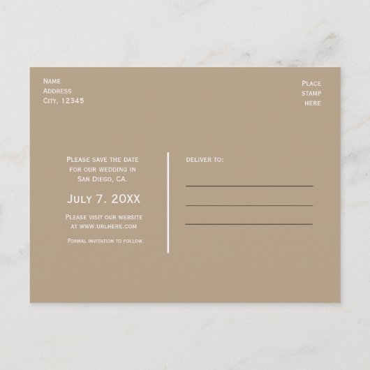 Braune Taupe und weißer Strickanker Save the Date Ankündigungspostkarte (Rückseite)
