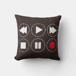 Braune Tech-Icons Rewind Schneller vorwärts Kissen