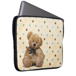 Braune Teddy-Bären auf Polka-Punkten Laptopschutzhülle