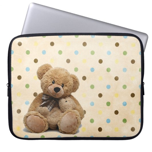 Braune Teddy-Bären auf Polka-Punkten Laptopschutzhülle (Vorderseite)