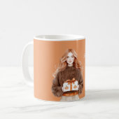 Braune Teddybär-Kürbis-Geschenke Kaffeetasse (Vorderseite Links)