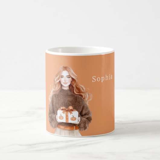 Braune Teddybär-Kürbis-Geschenke Kaffeetasse (Mittel)