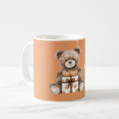 Braune Teddybär-Kürbisse-Geschenk Kaffeetasse (Vorderseite Links)
