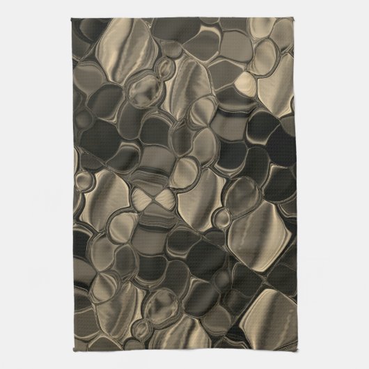 Braune Teile, Kreise und abgerundete Formen Geschirrtuch (Vertikal)