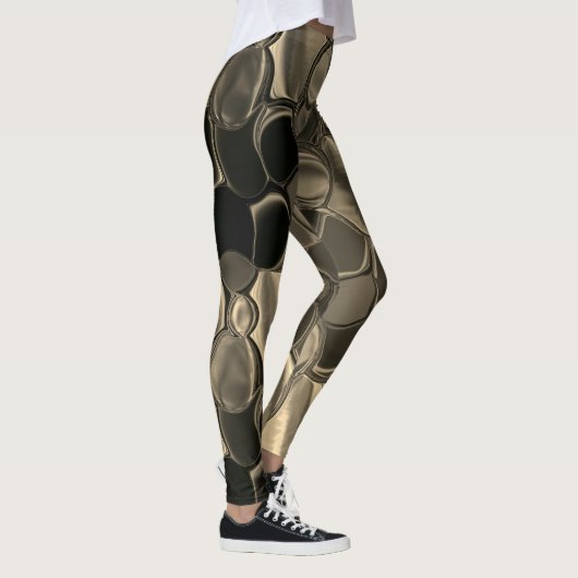 Braune Teile, Kreise und abgerundete Formen Leggings (Rechts)
