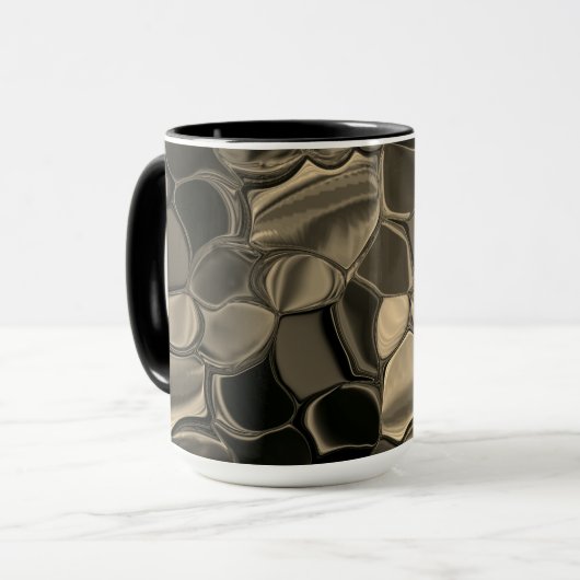 Braune Teile, Kreise und abgerundete Formen Tasse (Vorderseite Links)