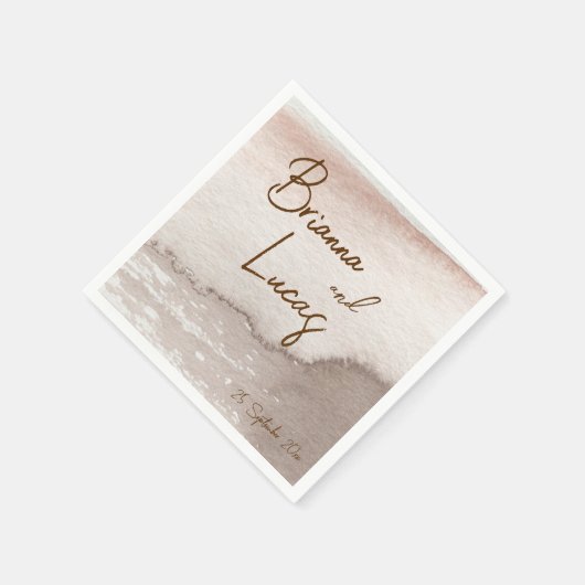 Braune Terracotta Aquarellfarben Hochzeit mit Mono Serviette (Ecke)