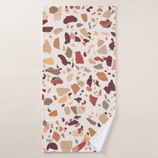 Braune Terrazzo: Vintages, trendiges Muster. Badehandtuch (Badehandtuch)