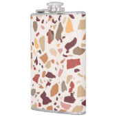 Braune Terrazzo: Vintages, trendiges Muster. Flachmann (Links)
