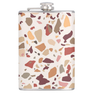 Braune Terrazzo: Vintages, trendiges Muster. Flachmann