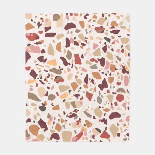 Braune Terrazzo: Vintages, trendiges Muster. Fleecedecke (Vorderseite)