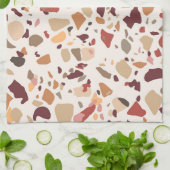 Braune Terrazzo: Vintages, trendiges Muster. Geschirrtuch (Gefaltet)
