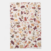 Braune Terrazzo: Vintages, trendiges Muster. Geschirrtuch (Vertikal)