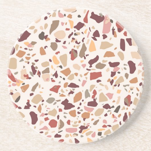 Braune Terrazzo: Vintages, trendiges Muster. Getränkeuntersetzer (Vorne)