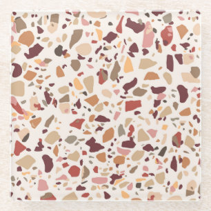 Braune Terrazzo: Vintages, trendiges Muster. Glasuntersetzer
