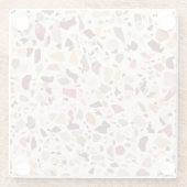 Braune Terrazzo: Vintages, trendiges Muster. Glasuntersetzer (Rückseite)