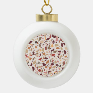 Braune Terrazzo: Vintages, trendiges Muster. Keramik Kugel-Ornament