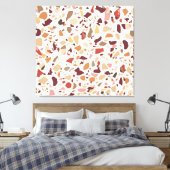 Braune Terrazzo: Vintages, trendiges Muster. Leinwanddruck (Insitu (Schlafzimmer))