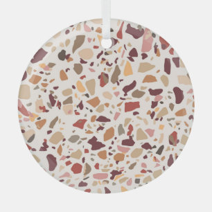 Braune Terrazzo: Vintages, trendiges Muster. Ornament Aus Glas