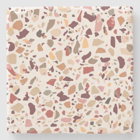 Braune Terrazzo: Vintages, trendiges Muster. Steinuntersetzer (Vorderseite)
