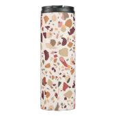 Braune Terrazzo: Vintages, trendiges Muster. Thermosbecher (Rückseite)