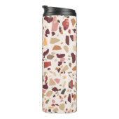 Braune Terrazzo: Vintages, trendiges Muster. Thermosbecher (Nach rechts gedreht)