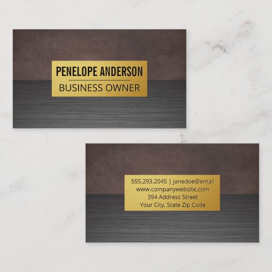 Braune Textur | Metallgewebe Visitenkarte (Vorne/Hinten)