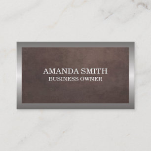 Braune Textur   Silver Frame Metallic Visitenkarte