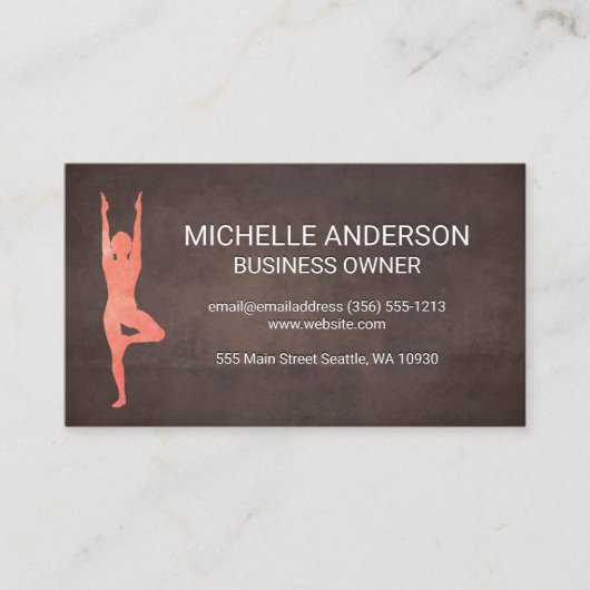 Braune Textur | Yoga Visitenkarte (Vorderseite)