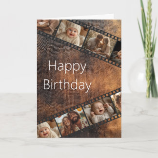 Braune Texturfolie Streifen Foto Happy Birthday Ca Einladung
