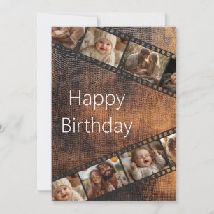 Braune Texturfolie Streifen Foto Happy Birthday Ca Einladung