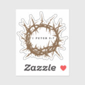 Braune Thornkrone mit Bibelverse 1 Peter 5:7 Aufkleber (Blatt)