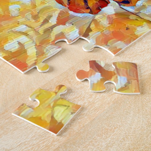 Braune Tischkatze auf einem bequemen Bett Puzzle (Seite)