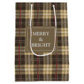 Braune Töne tartan karierter benutzerdefinierter T Mittlere Geschenktüte (Rückseite)