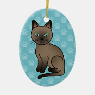 Braune Tonkinese-Katze Keramik Ornament