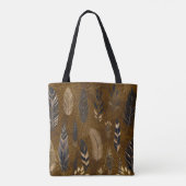 Braune Tote-Tasche mit Federdruck Tasche (Rückseite)