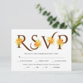 Braune Typografie, orangefarbene Rose Hochzeit-RSV RSVP Karte (Stehend Vorderseite)