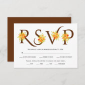 Braune Typografie, orangefarbene Rose Hochzeit-RSV RSVP Karte (Vorne/Hinten)