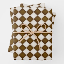 Braune und antike weiße Diamanten Geschenkpapier Set