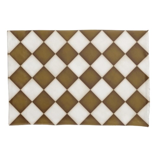 Braune und antike weiße Diamanten Kissenbezug (Vorderseite-Links)