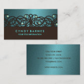 Braune und Aquamarine Kristalle und Lace Business Visitenkarte (Vorne/Hinten)