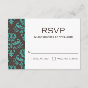 Braune und Aquamarine UAWG mit Blumendach RSVP Karte
