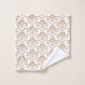 braune und beige Blumenmuster Badhandtuch Set (Waschlappen)