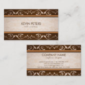 Braune und beige Damask Visitenkarte (Vorne/Hinten)